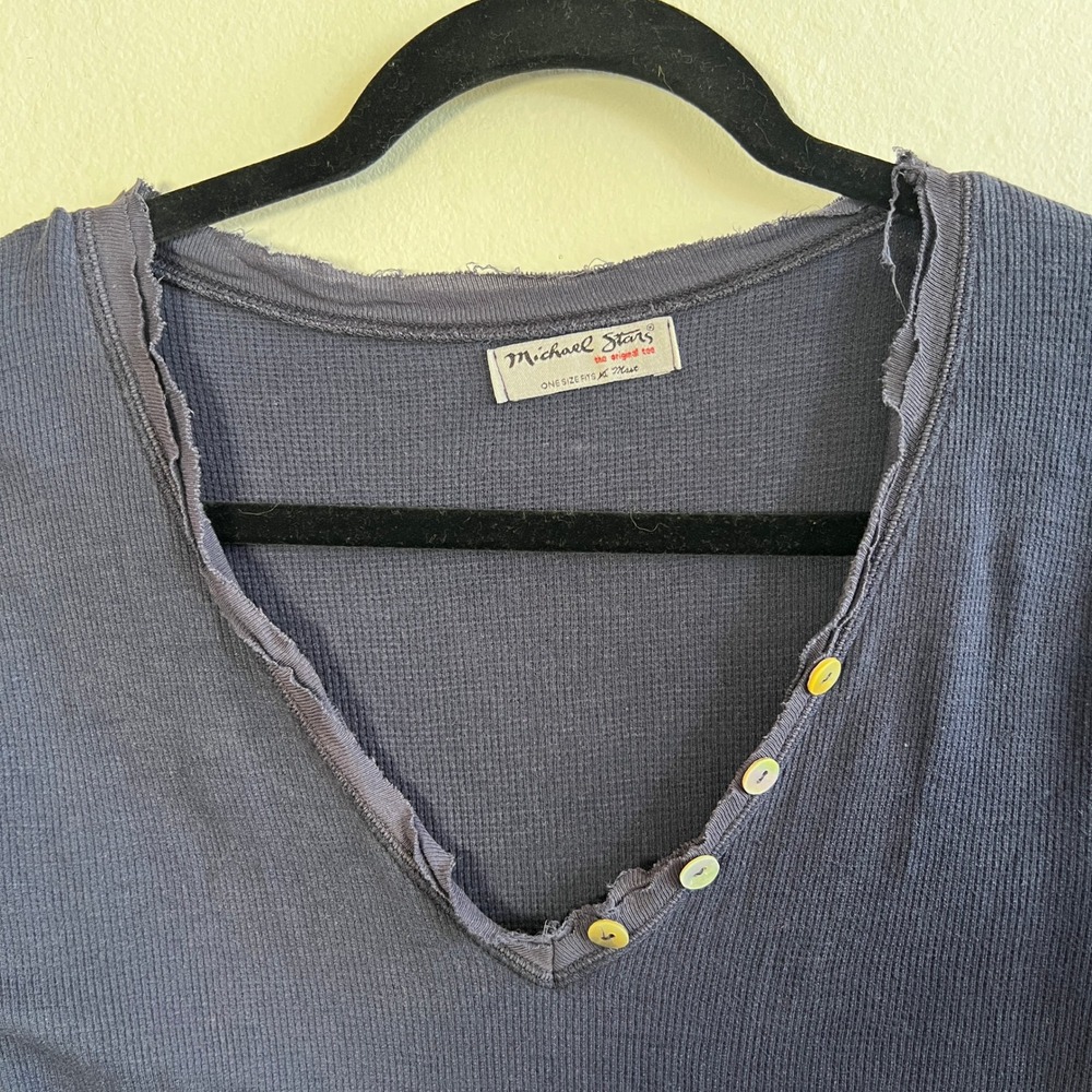 Vintage Y2K Ribbed Long Sleeve Henley Top Bella Swan 2000s Distressed - Picture 3 of 10